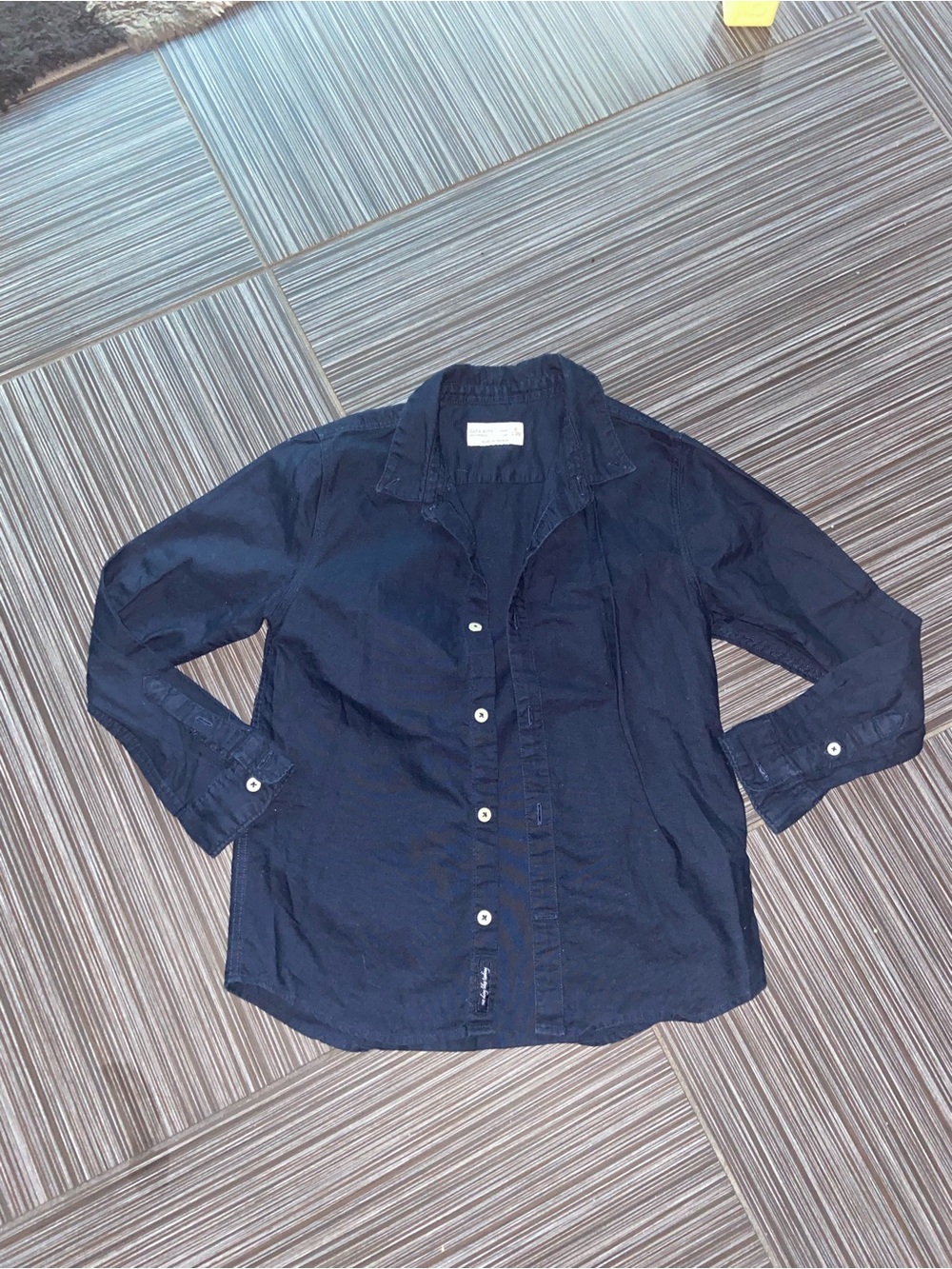 Zara boys navy shirt blue long sleeve button down size 8